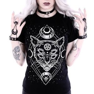 Gothic t-shirt with a Moon Cat "GALAXY CAT"